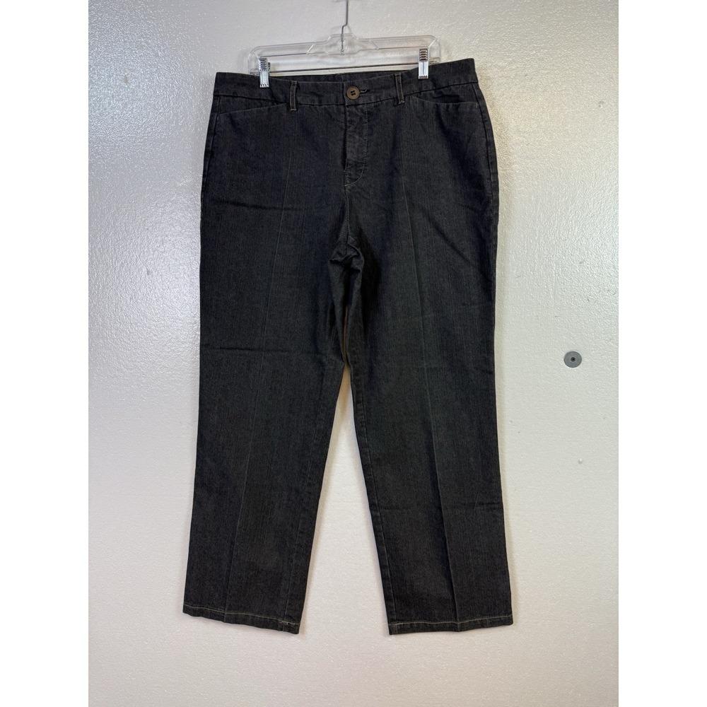 Kim Rogers Jeans Womens Sz‎ 16 Straight Leg Dark Wash Black Denim Stretch 38/30